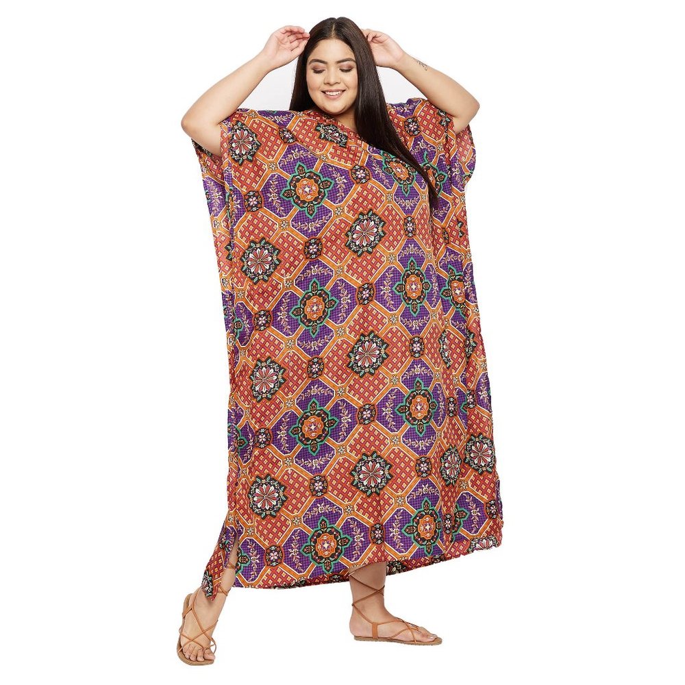 Gypsie Blu Women Fashion Long Kaftan Dress Beach Cover Up Moo Moos Caftan Dress - Picture 4 of 9